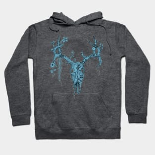 Deer Skull Steampunk Design (Blue) Hoodie